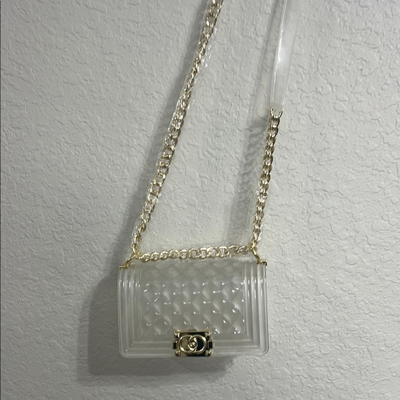 Elegant transparent padded bag with golden details are two bags for only 35 main image 6